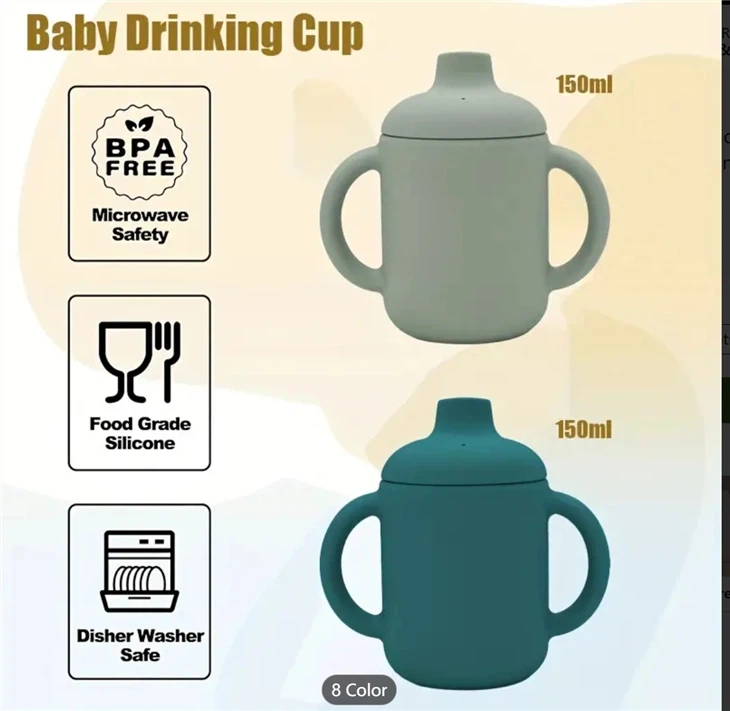 Baby sippy training cup , silicon breaker  liquid silicon BPA FREE